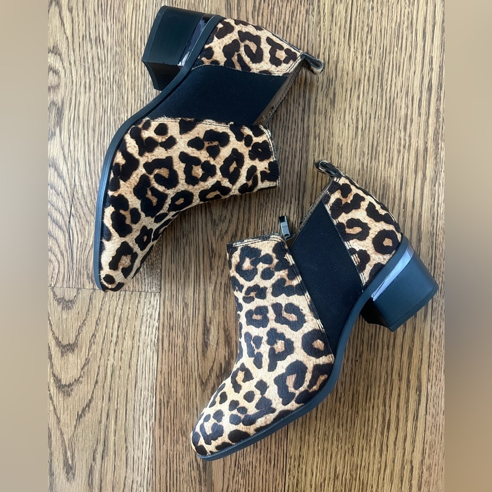 Franco Sarto Calf-hair Leopard Ankle Boots